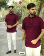 Chikan work Mens Short Kurta