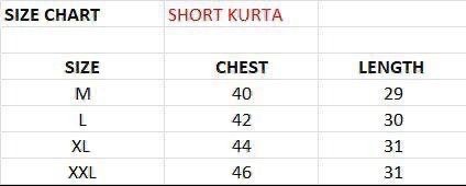 Chikan work Mens Short Kurta