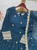 Blue Crunchy Silk Anarkali