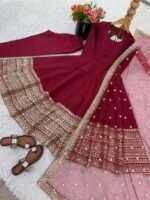 Maroon Flair Embroidery Anarkali