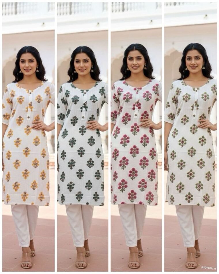 Rayon Printed Kurti with side pocket