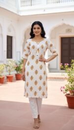 Rayon Printed Kurti with side pocket