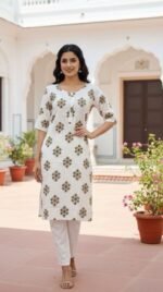 Rayon Printed Kurti with side pocket