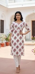 Rayon Printed Kurti with side pocket