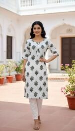 Rayon Printed Kurti with side pocket