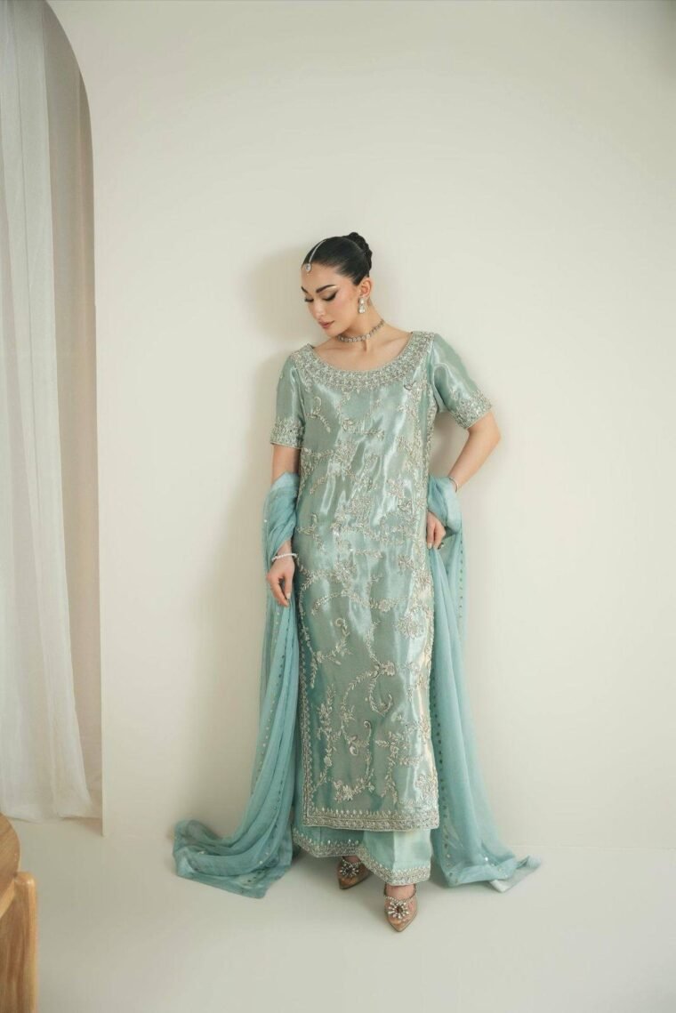 GMY SILK EMBROIDERY TOP PLAZZO DUPATTA