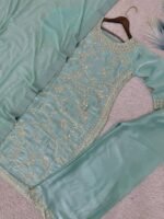 GMY SILK EMBROIDERY TOP PLAZZO DUPATTA