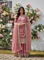 Pure Gmy Silk Embroidery Sharara Suit