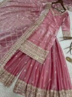 Pure Gmy Silk Embroidery Sharara Suit