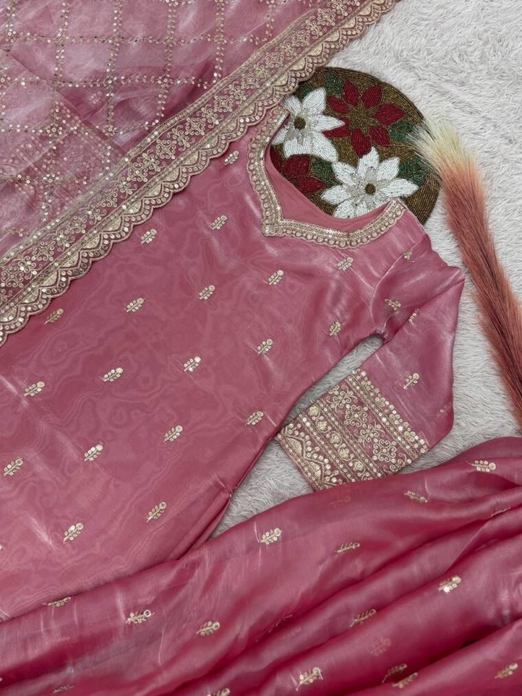 Pure Gmy Silk Embroidery Sharara Suit
