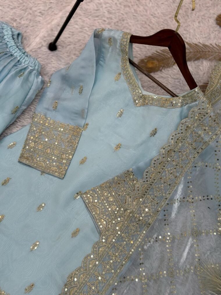 Pure Gmy Silk Embroidery Sharara Suit