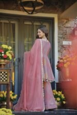 Peach mirror work Top Plazzo Dupatta