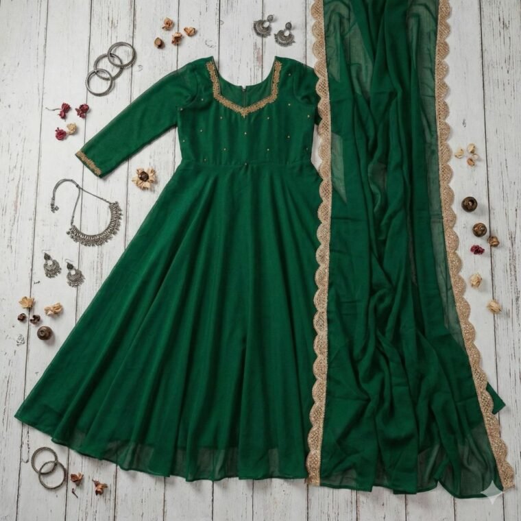 Georgette Flair Anarkali Gown with Dupatta