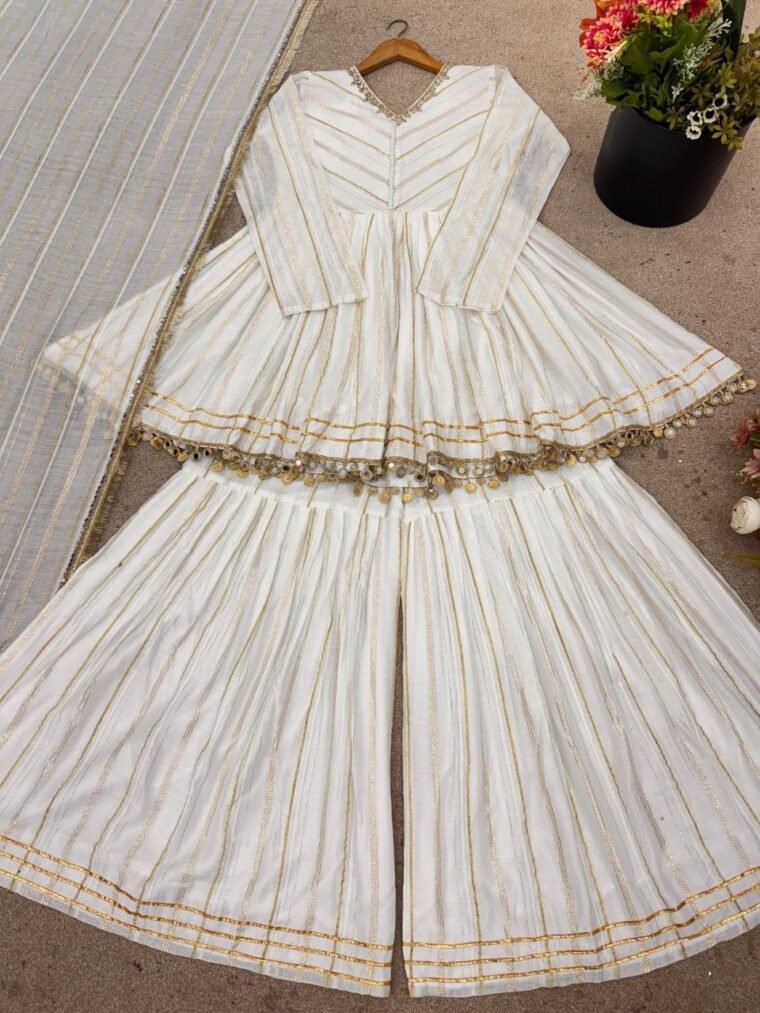 Mal Chanderi Mirror Sharara Suit