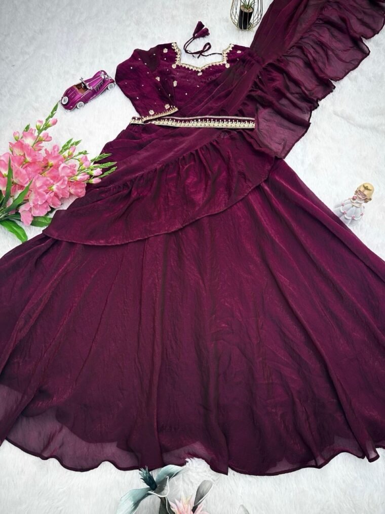 Two tone Fandy Silk Readymade Lehenga Choli