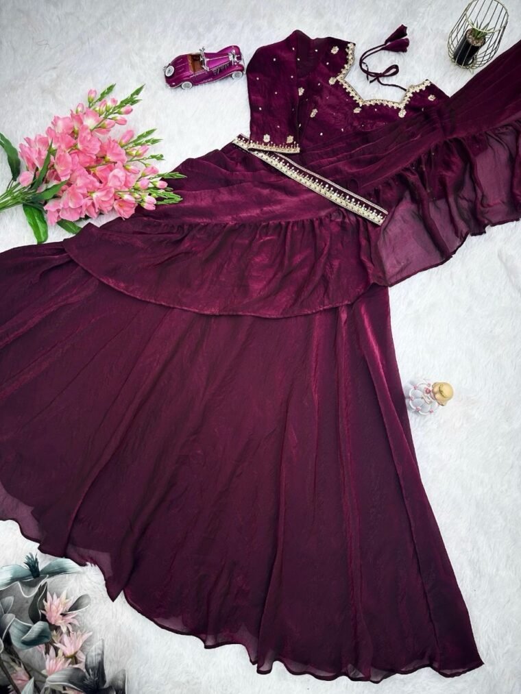 Two tone Fandy Silk Readymade Lehenga Choli