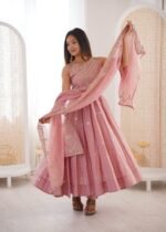 Peach Sequence Work Anarkali