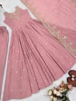 Peach Sequence Work Anarkali