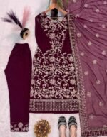 FOX GEORGETTE 3PCS SUIT EMBROIDERY WORK