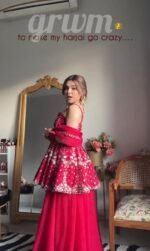 Pink Heavy Work Sharara Suit