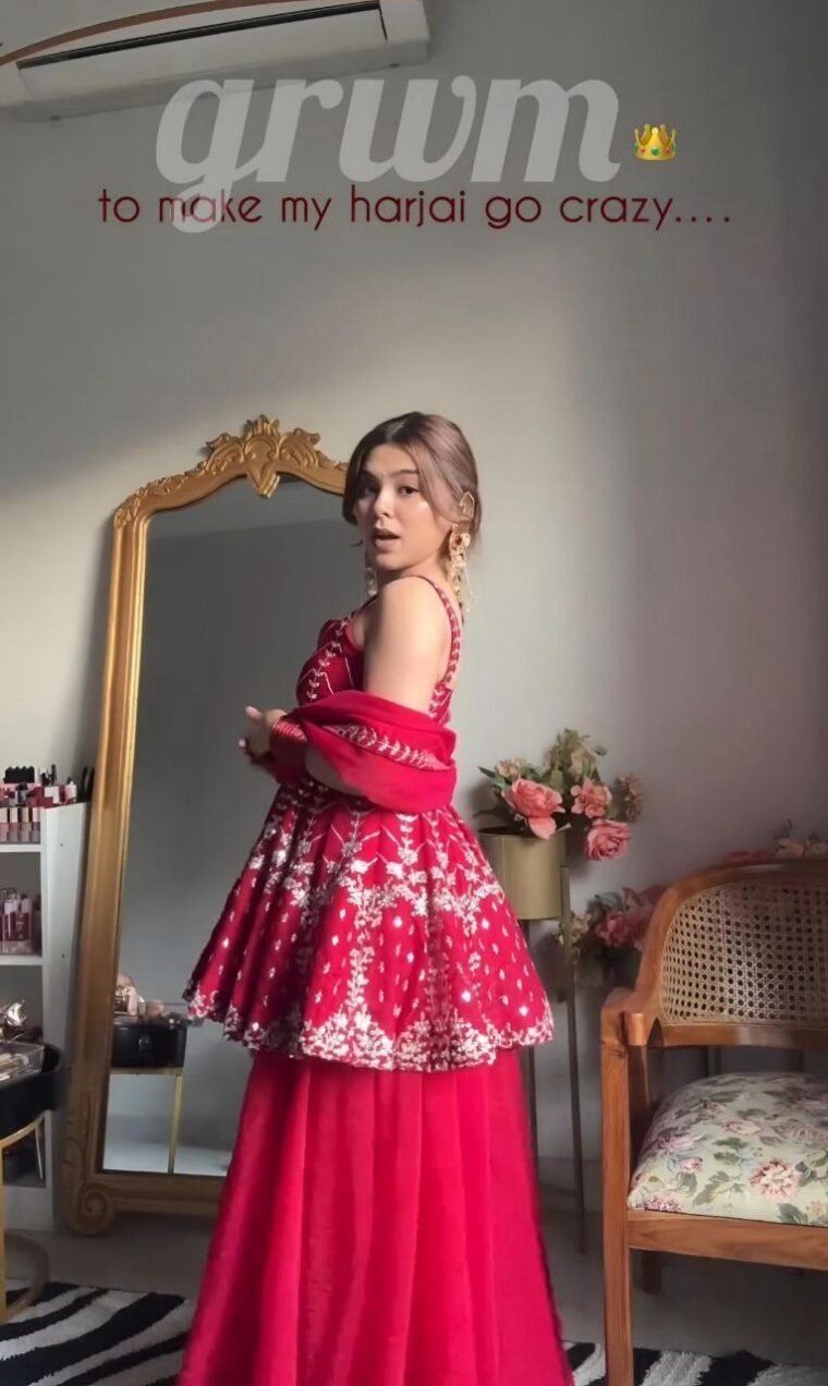 Pink Heavy Work Sharara Suit