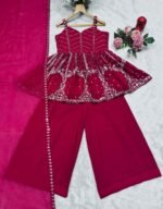 Pink Heavy Work Sharara Suit