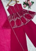 Pink Heavy Work Sharara Suit