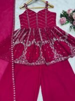Pink Heavy Work Sharara Suit