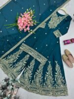 Green Heavy Chinon Silk Top Plazzo Dupatta