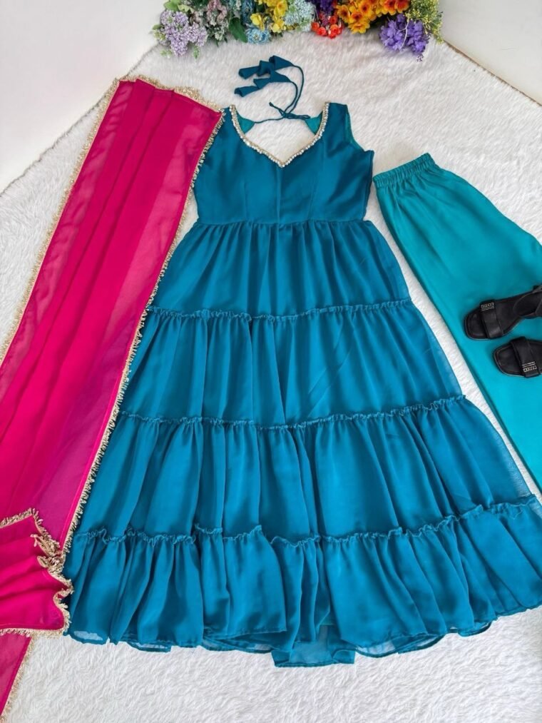 Teal Green Anarkali Gown