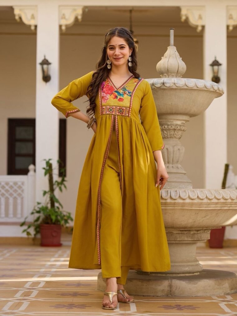 PURE VISCOSE SILK 3PCS KURTI PANT DUPATTA