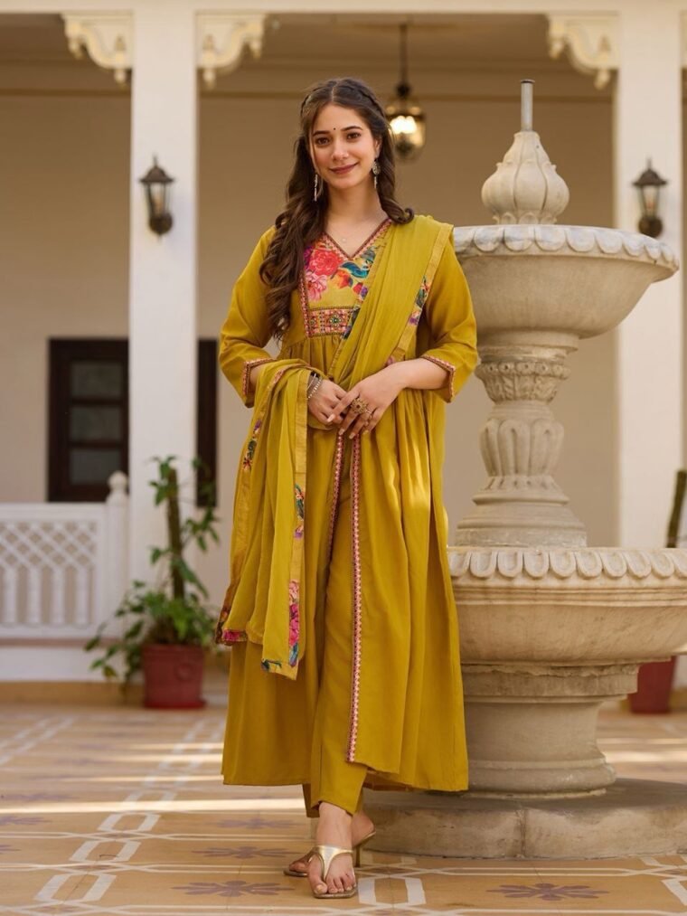 PURE VISCOSE SILK 3PCS KURTI PANT DUPATTA