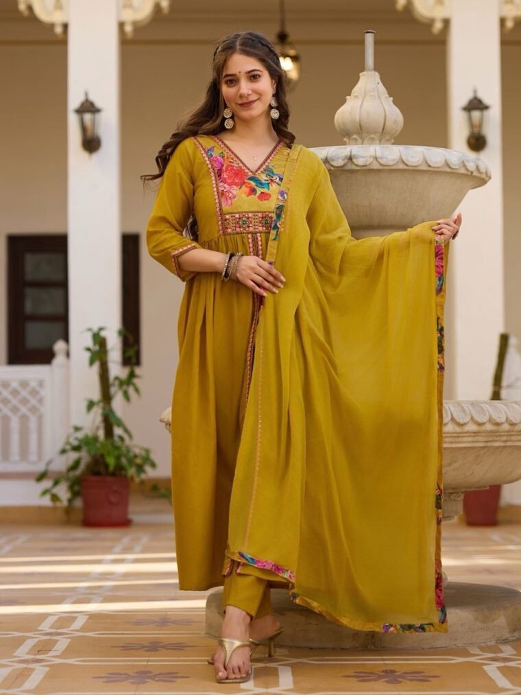 PURE VISCOSE SILK 3PCS KURTI PANT DUPATTA