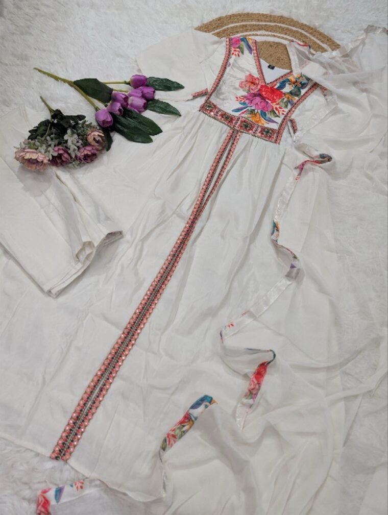 PURE VISCOSE SILK 3PCS KURTI PANT DUPATTA