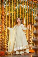 White Gown with Plazzo Pants and Dupatta