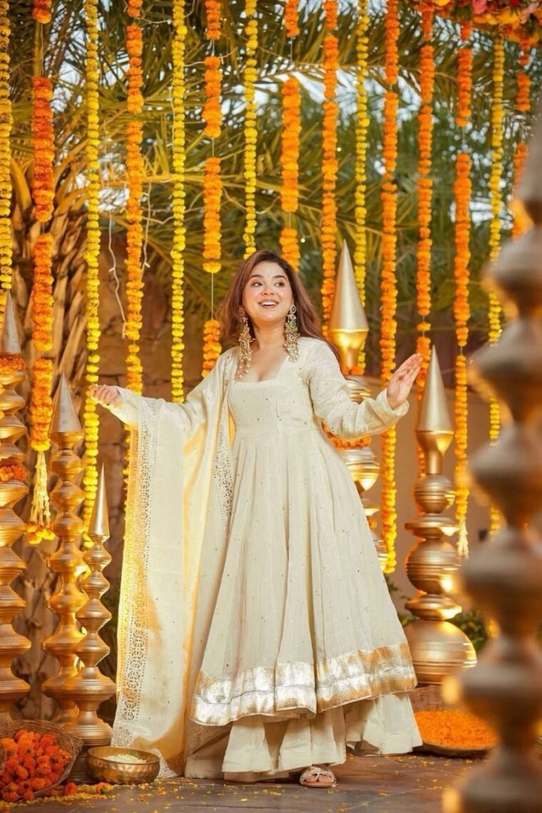 White Gown with Plazzo Pants and Dupatta