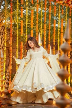 White Gown with Plazzo Pants and Dupatta
