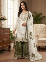 GMY SILK EMBROIDERY TOP PLAZZO DUPATTA