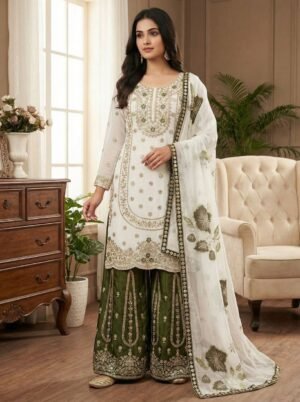GMY SILK EMBROIDERY TOP PLAZZO DUPATTA