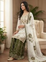 GMY SILK EMBROIDERY TOP PLAZZO DUPATTA