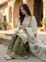 GMY SILK EMBROIDERY TOP PLAZZO DUPATTA