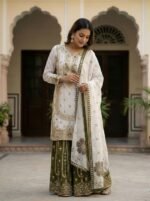 GMY SILK EMBROIDERY TOP PLAZZO DUPATTA