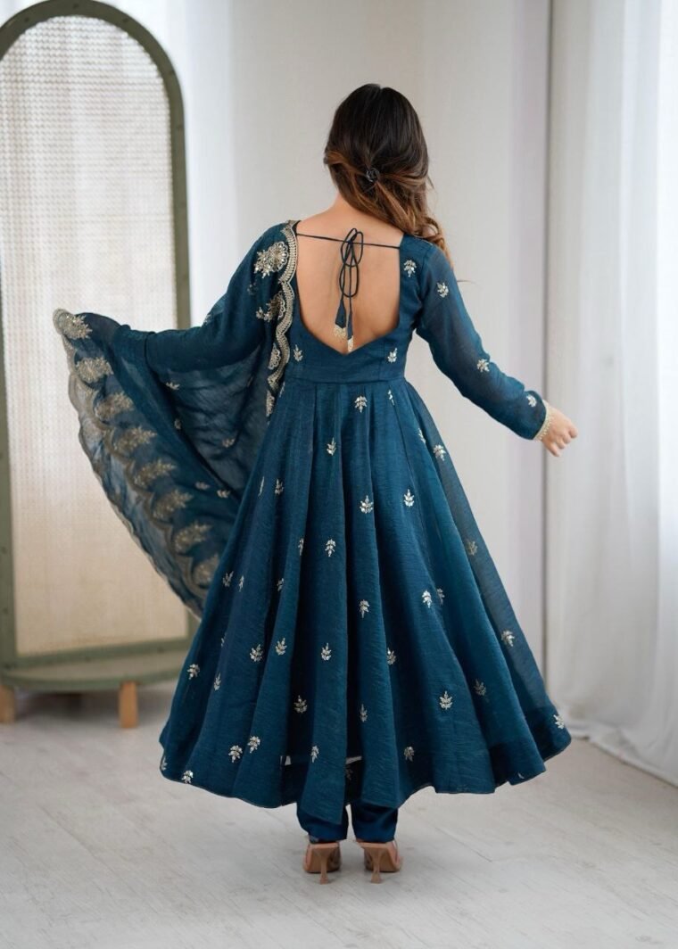 Crunchy Silk Anarkali with Embroidery work