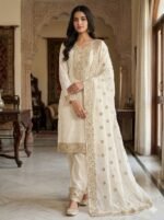 Fendy Silk Sequence Embroidery Top Plazzo Suit