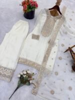 Fendy Silk Sequence Embroidery Top Plazzo Suit