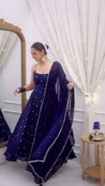 Sleeveless Fendy Silk Anarkali