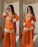 Fendy Silk Mirror Work Top Plazzo Dupatta