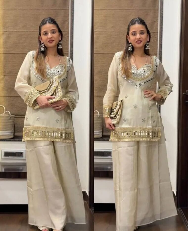 Fendy Silk Mirror Work Top Plazzo Dupatta