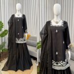 Heavy Natural Crep Top Plazzo Dupatta