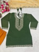 Heavy Faux Georgette Silk Top Sharara Pants Dupatta